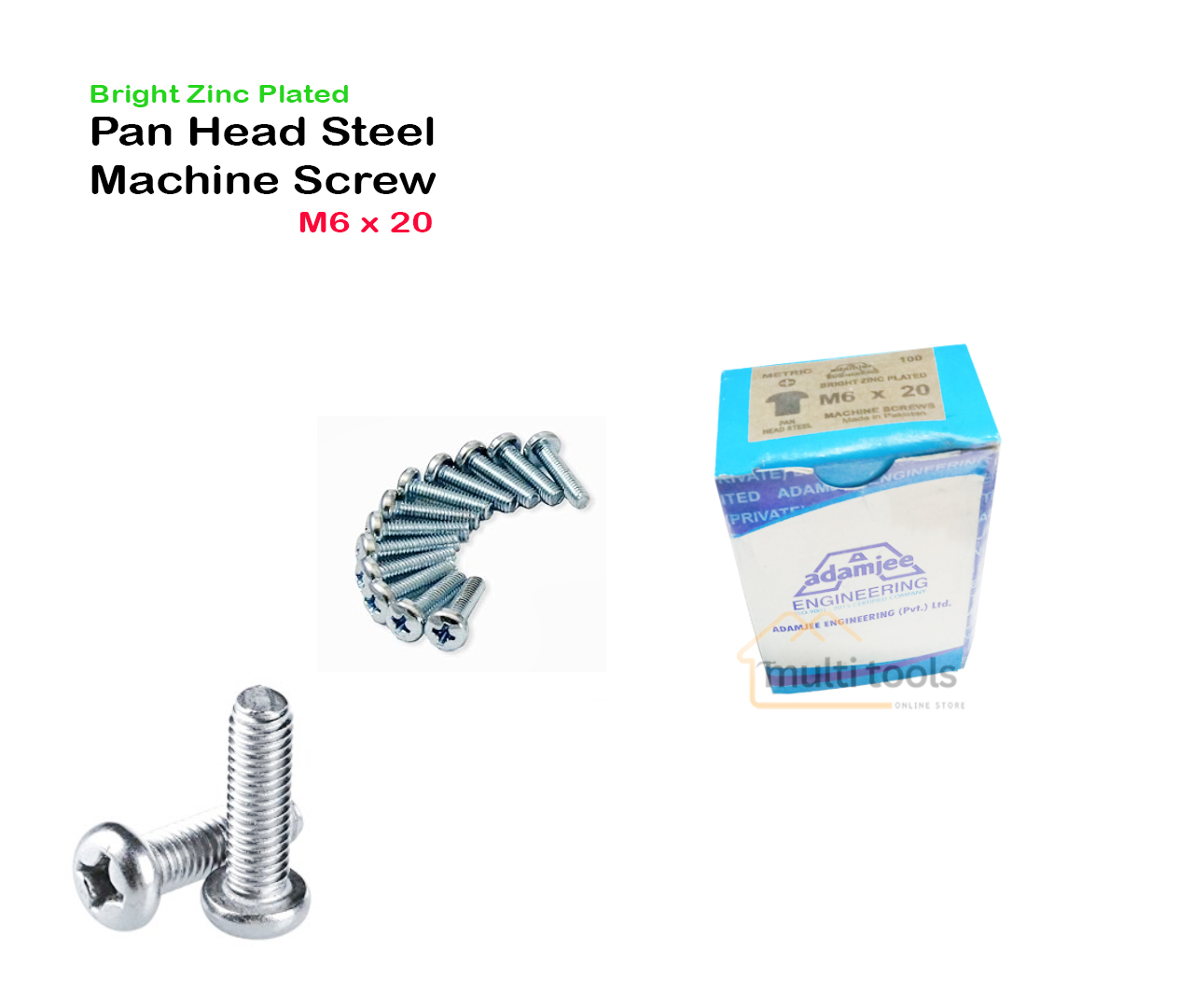 Bright Zinc Plated Pan Head Steel Machine Screw M6 X 20